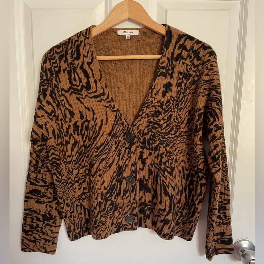 Madewell Tigerized Animal Print Cardigan XS